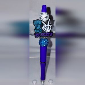 Have The Day You Deserve Blue Rhinestone Ball Pen with Motivational Top